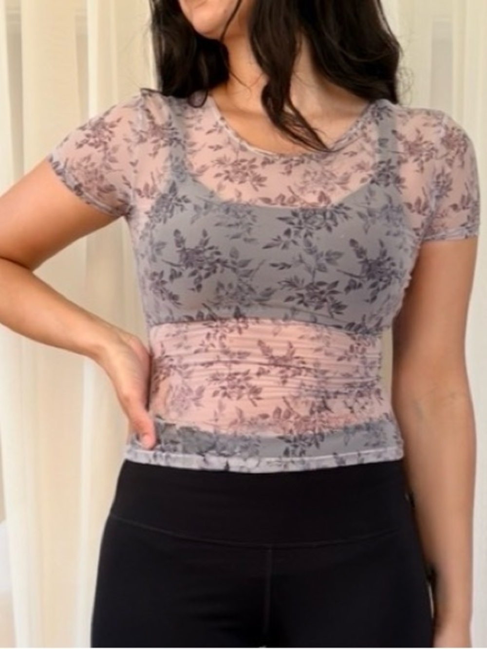 Calvin Klein Mesh Botanical Baby Tee